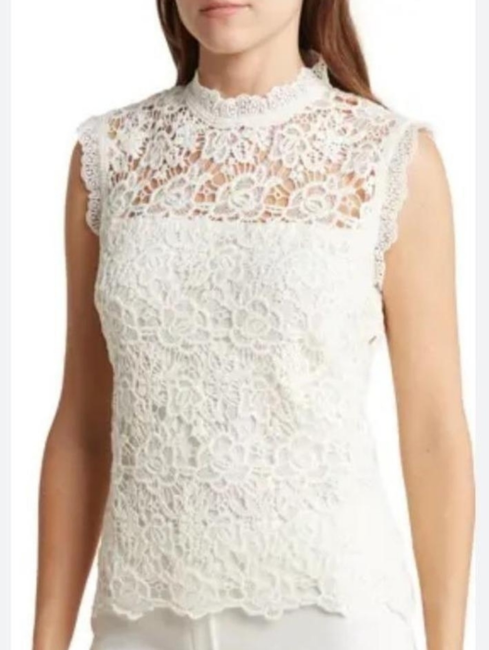 Nwt Nanette Lepore Ivory Lace High-Neck Shell